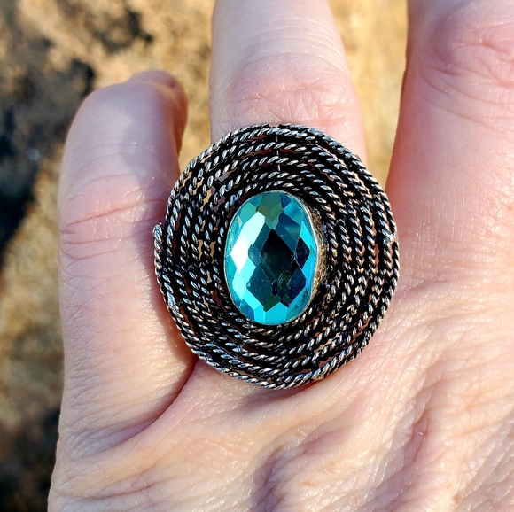 New Mercury Mystic Topaz Silver Spiderweb Ring. - Picture 11 of 16